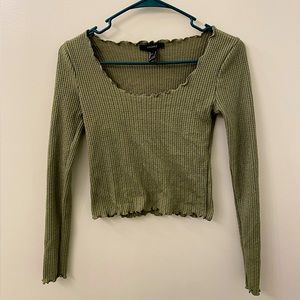 Forever 21 Jade Green Long Sleeve Crop Sweater